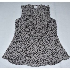 Cabi 2 Piece Top Sz M Leopard Print Flutter Ruffle Tank